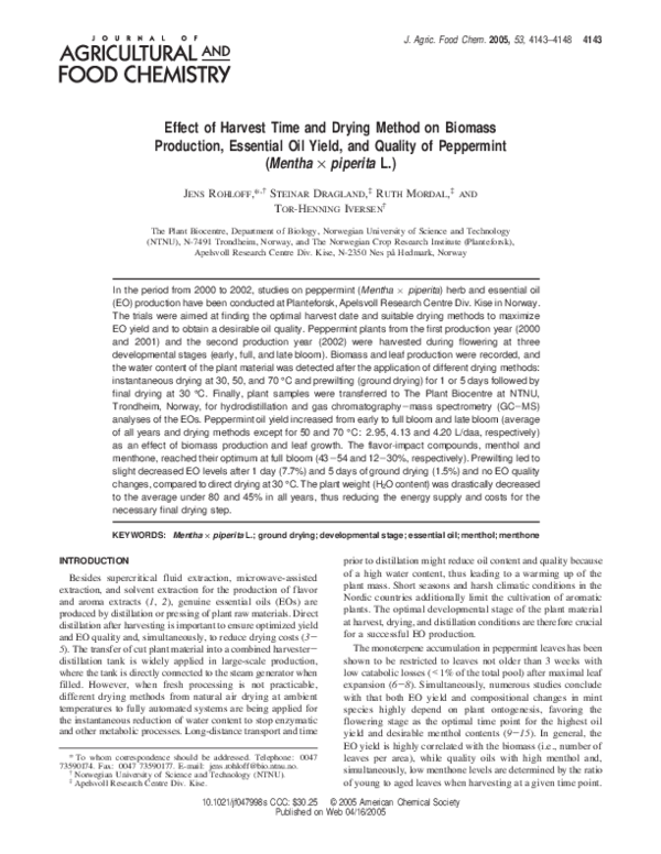 (PDF) Effect of Harvest Time and Drying Method on Biomass Production ...