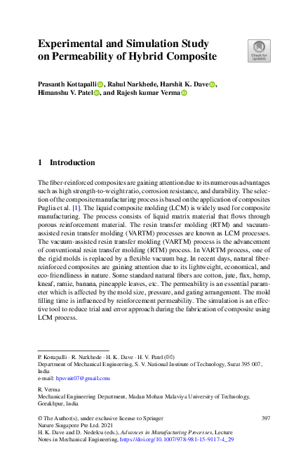 (PDF) Experimental and Simulation Study on Permeability of Hybrid Composite
