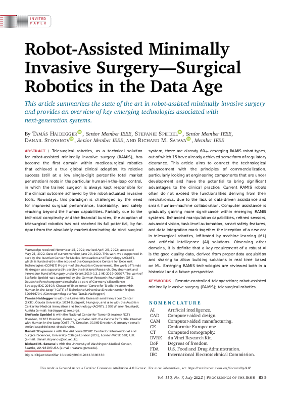 (PDF) Robot-Assisted Minimally Invasive Surgery—Surgical Robotics in ...