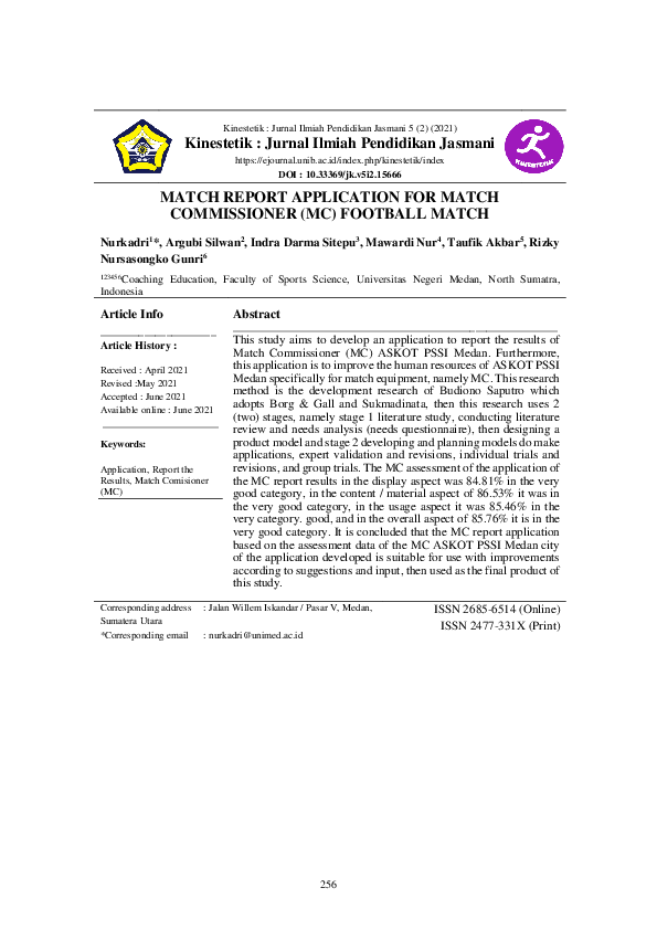 (PDF) Match Report Application for Match Commissioner (MC) Football Match