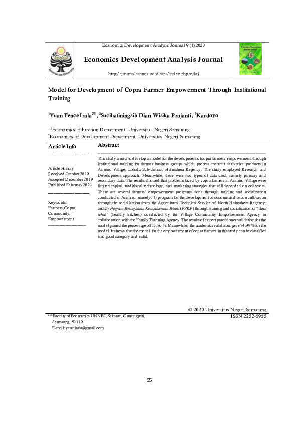 (PDF) Model for Development of Copra Farmer Empowerment Through ...