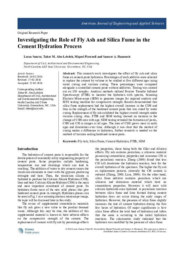 (PDF) Investigating the Role of Fly Ash and Silica Fume in the Cement ...