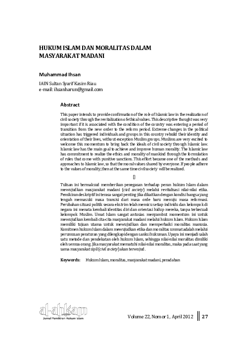 (PDF) Hukum Islam Dan Moralitas Dalam Masyarakat Madani