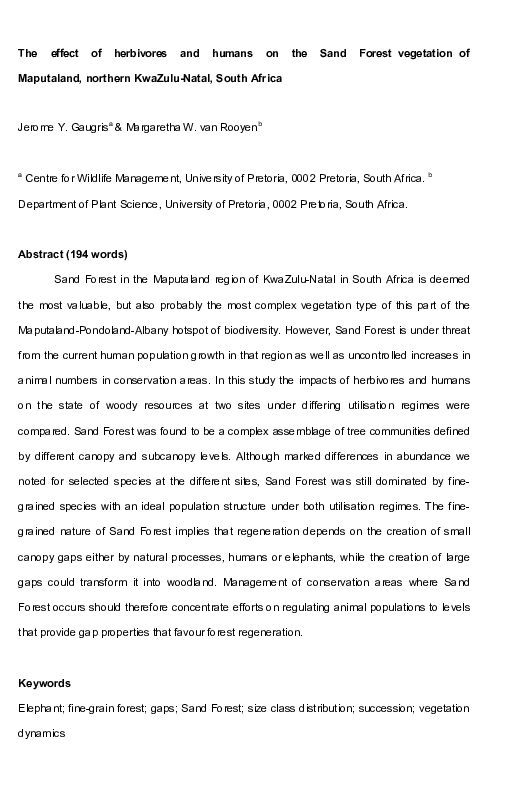 (PDF) The effect of herbivores and humans on the Sand Forest species of ...