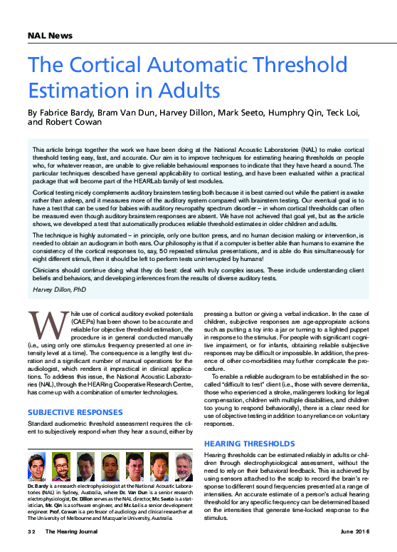 (PDF) The Cortical Automatic Threshold Estimation in Adults