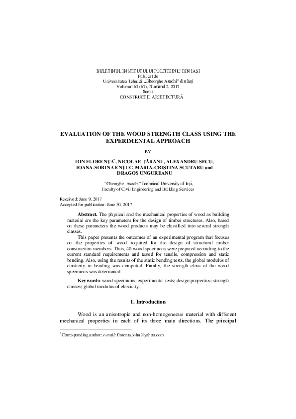 (PDF) Evaluation of the Wood Strength Class Using the Experimental Approach