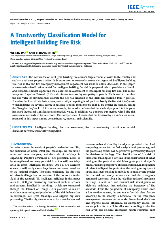 (PDF) A Trustworthy Classification Model for Intelligent Building Fire Risk