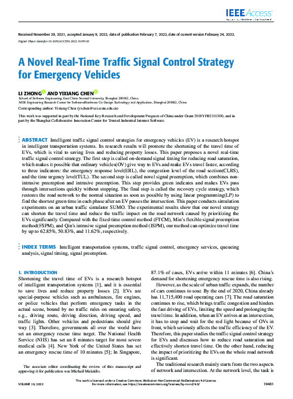 (PDF) A Novel Real-Time Traffic Signal Control Strategy for Emergency ...