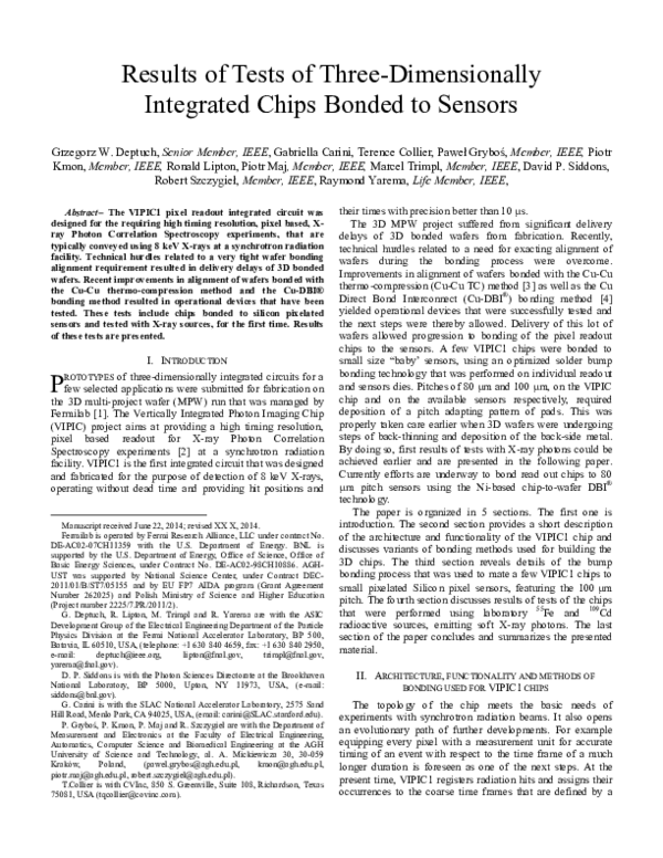 (PDF) Results of Tests of Three-Dimensionally Integrated Chips Bonded ...