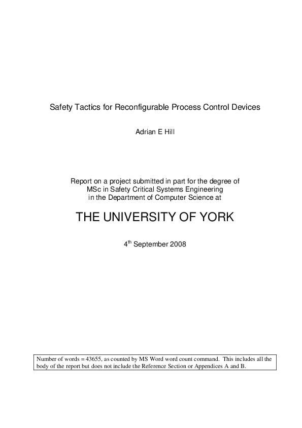 (PDF) Safety tactics for reconfigurable process control devices