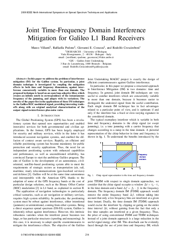 (PDF) Joint Time-Frequency Domain Interference Mitigation for Galileo ...
