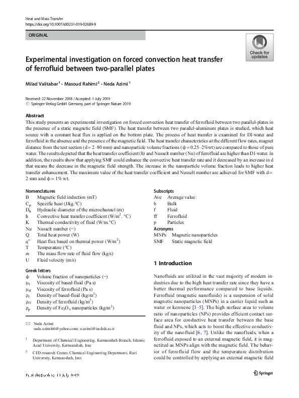 (PDF) Experimental investigation on forced convective heat transfer ...