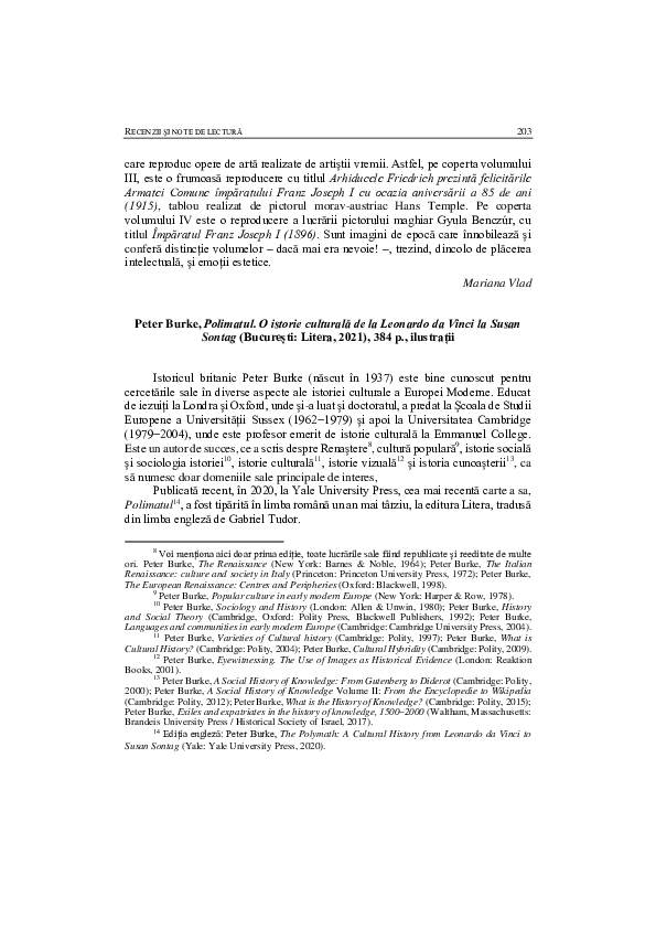 (PDF) Peter Burke, Polimatul. O istorie culturală de la Leonardo da ...