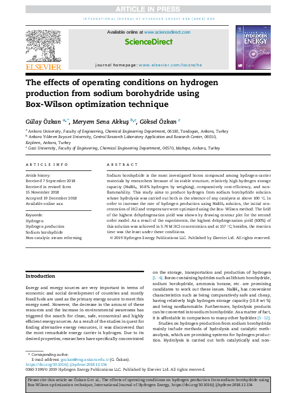 (PDF) The effects of operating conditions on hydrogen production from ...