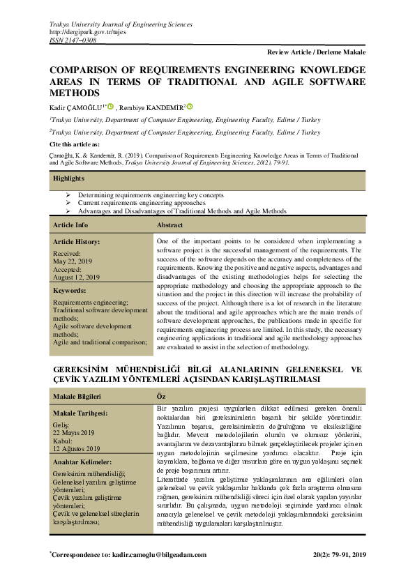 (PDF) Comparison of Requirements Engineering Knowledge Areas in Terms ...