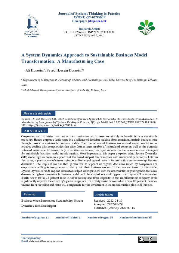 (PDF) A System Dynamics Approach to Sustainable Business Model ...