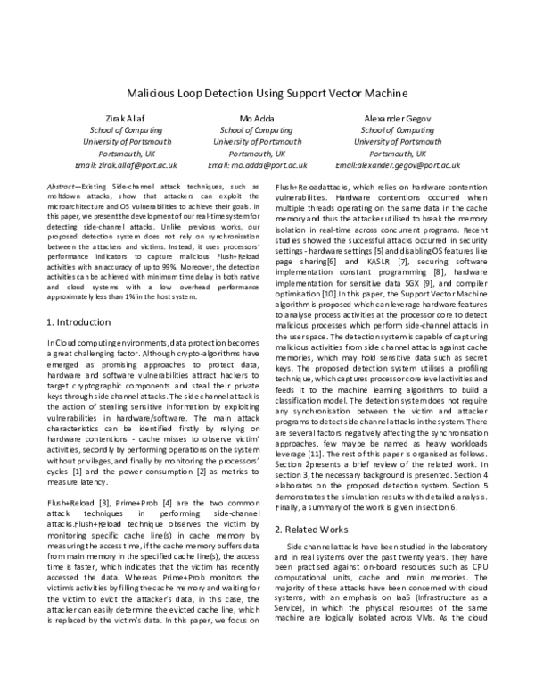 (PDF) Malicious Loop Detection Using Support Vector Machine