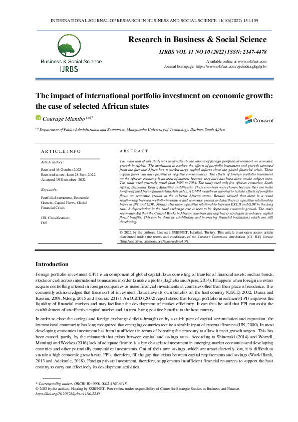 (PDF) The impact of international portfolio investment on economic ...