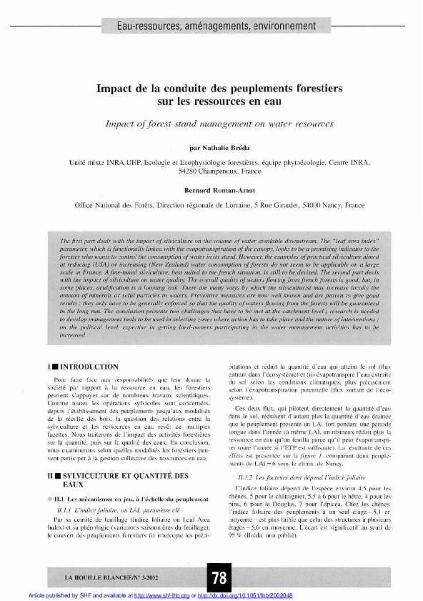 (PDF) Impact de la conduite des peuplements forestiers sur les ...