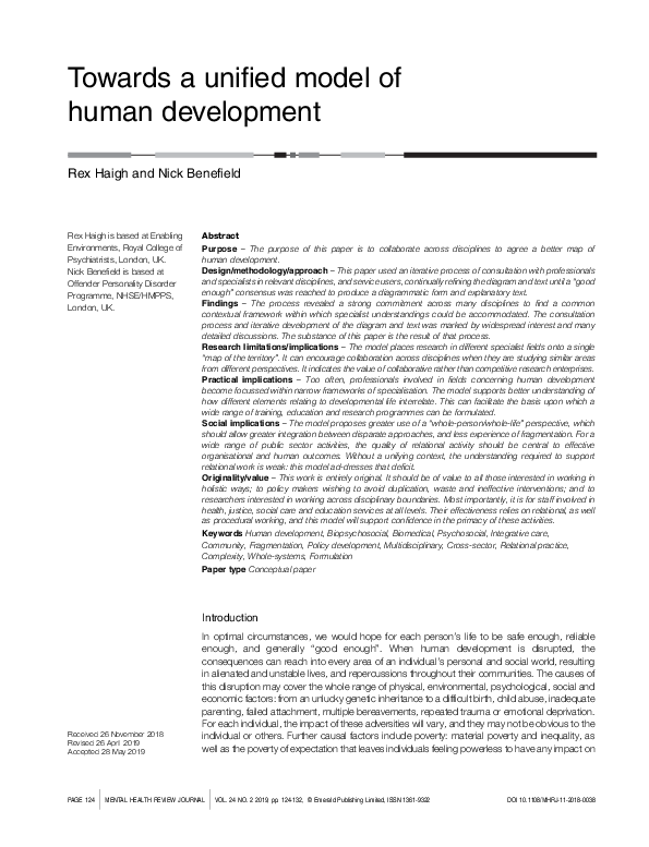 (PDF) Towards a unified model of human development