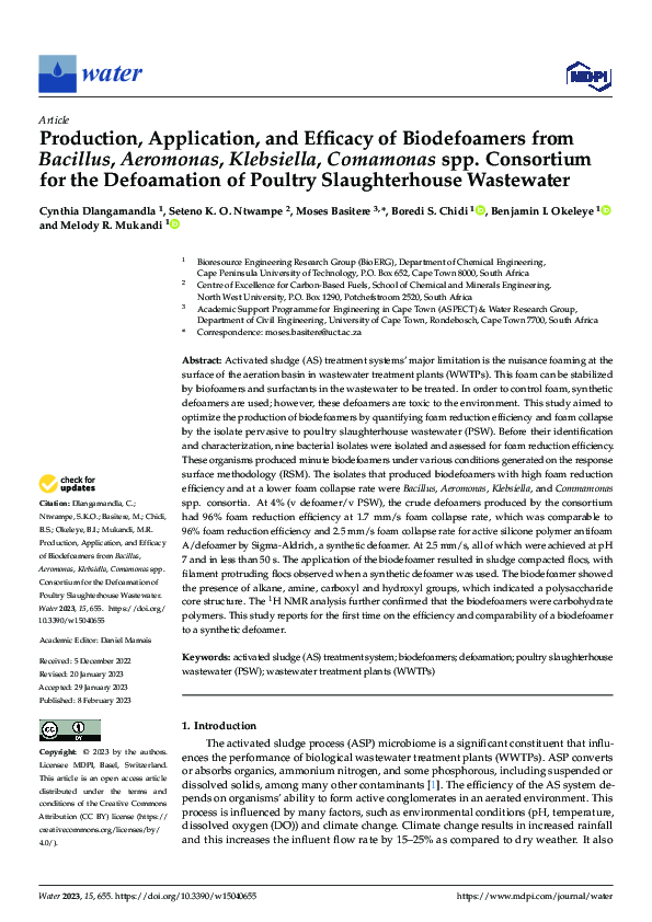 (PDF) Production, Application, and Efficacy of Biodefoamers from ...