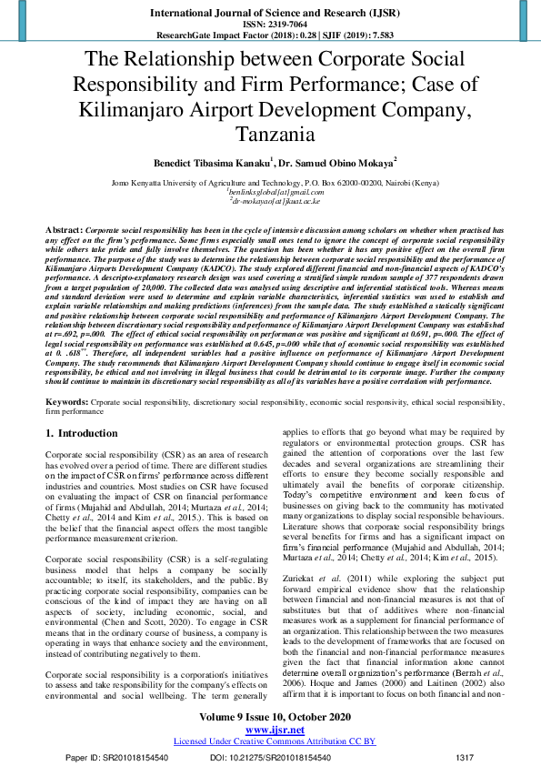 (PDF) The Relationship between Corporate Social Responsibility and Firm ...