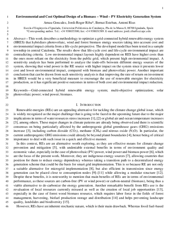 (PDF) Environmental and cost optimal design of a biomass–Wind–PV ...