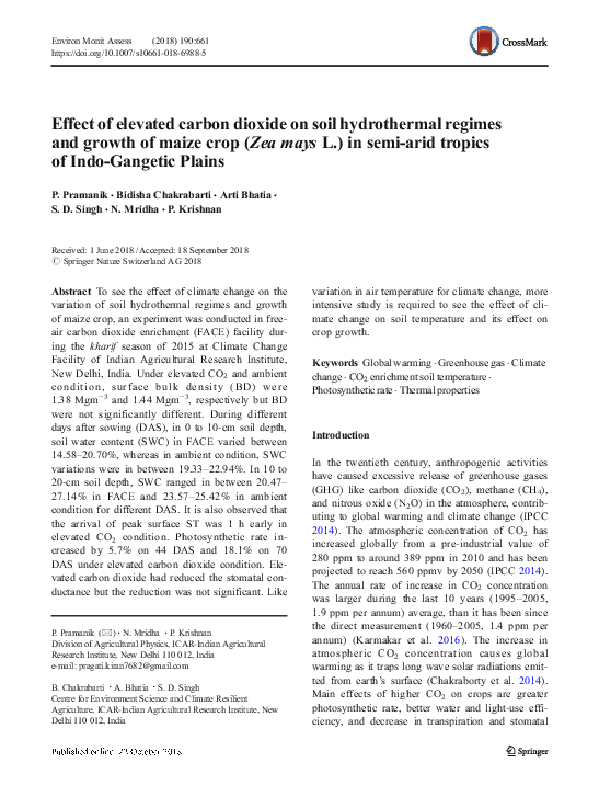 (PDF) Effect of elevated carbon dioxide on soil hydrothermal regimes ...