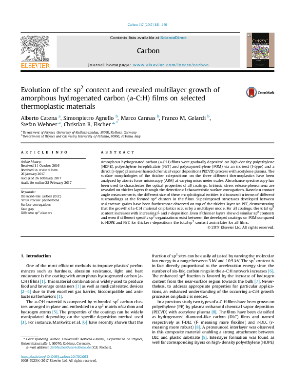 (PDF) Evolution of the sp2 content and revealed multilayer growth of ...