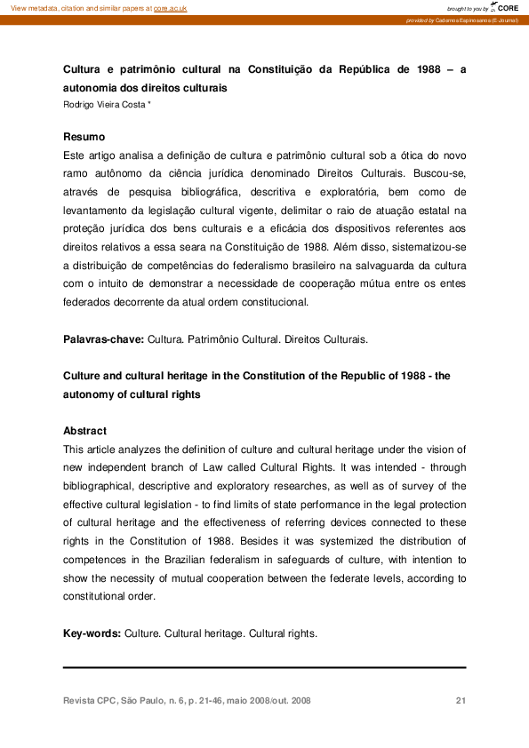 (PDF) Culture and cultural heritage in the Constitution of the Republic ...