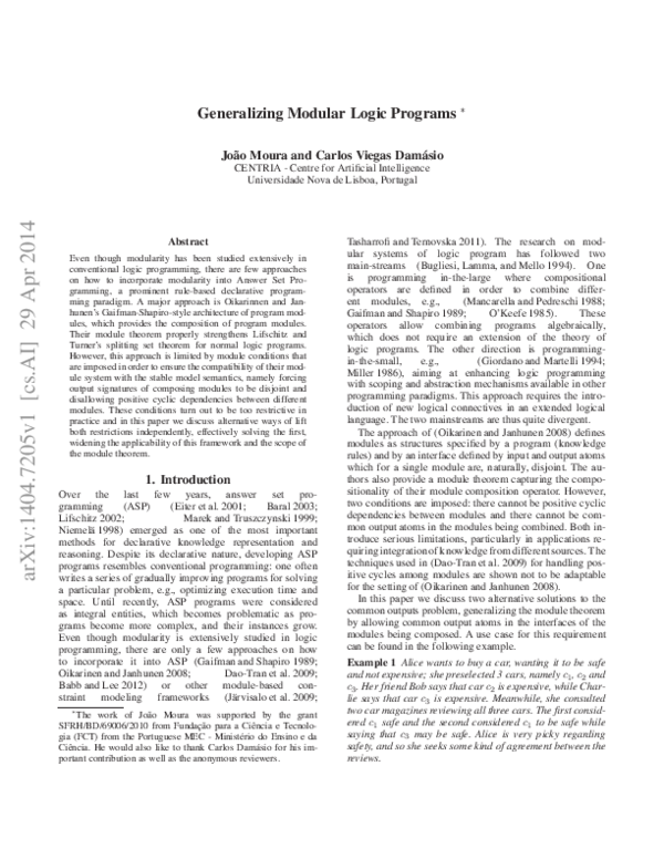 (PDF) Generalizing Modular Logic Programs
