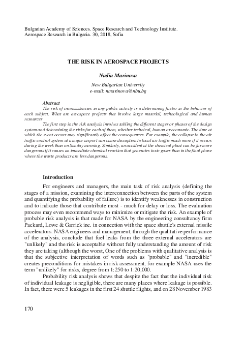 (PDF) The risk in aerospace projects