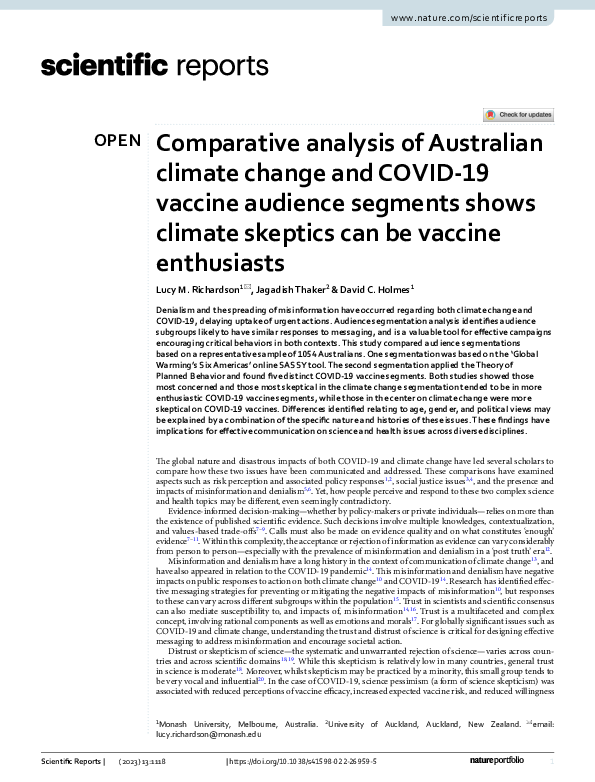 (PDF) Comparative analysis of Australian climate change and COVID-19 ...