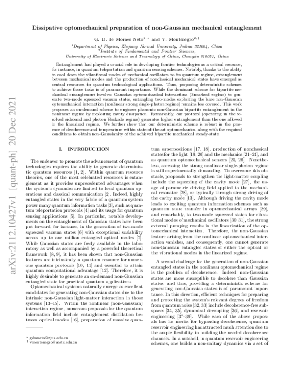 (PDF) Dissipative optomechanical preparation of non-Gaussian mechanical ...