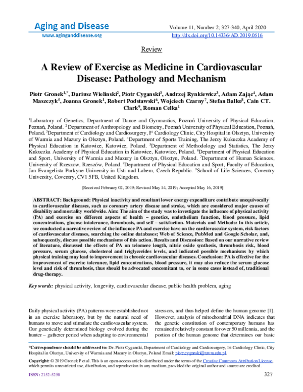 (PDF) A Review of Exercise as Medicine in Cardiovascular Disease ...