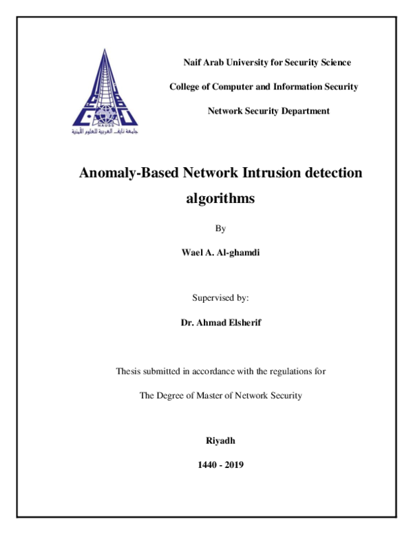 (PDF) Anomaly - Based Network Intrusion detection algorithms