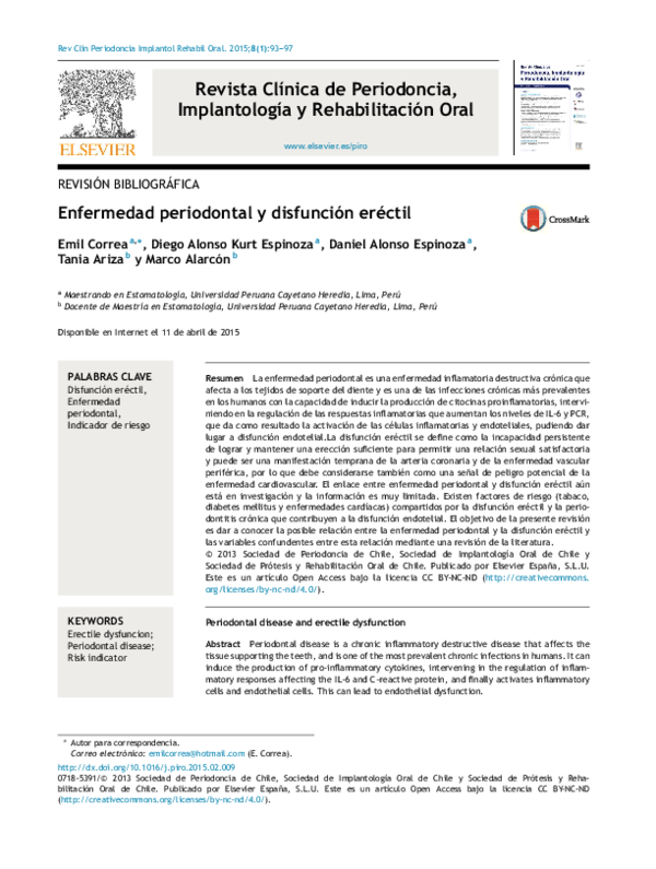 (PDF) Enfermedad periodontal y disfunción eréctil