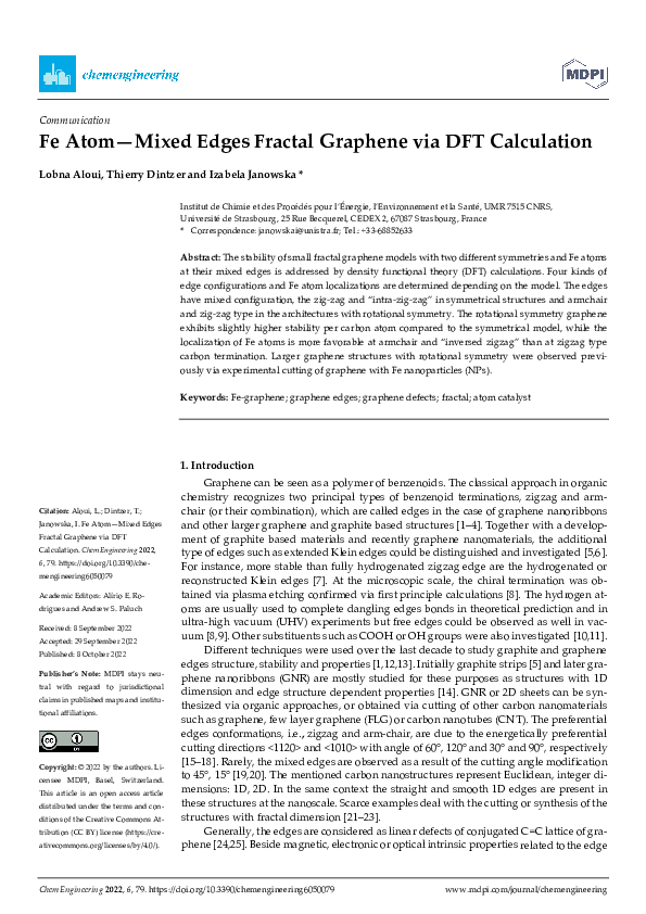 (PDF) Fe Atom—Mixed Edges Fractal Graphene via DFT Calculation