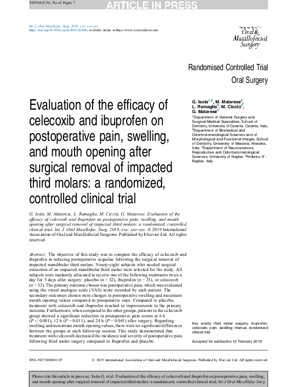 (PDF) Evaluation of the efficacy of celecoxib and ibuprofen on ...