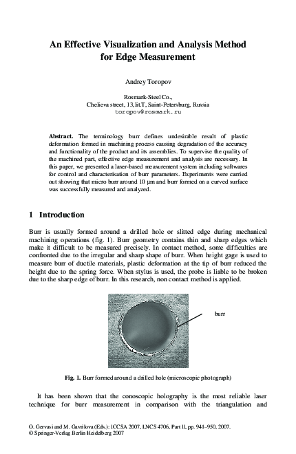 (PDF) An Effective Visualization and Analysis Method for Edge Measurement