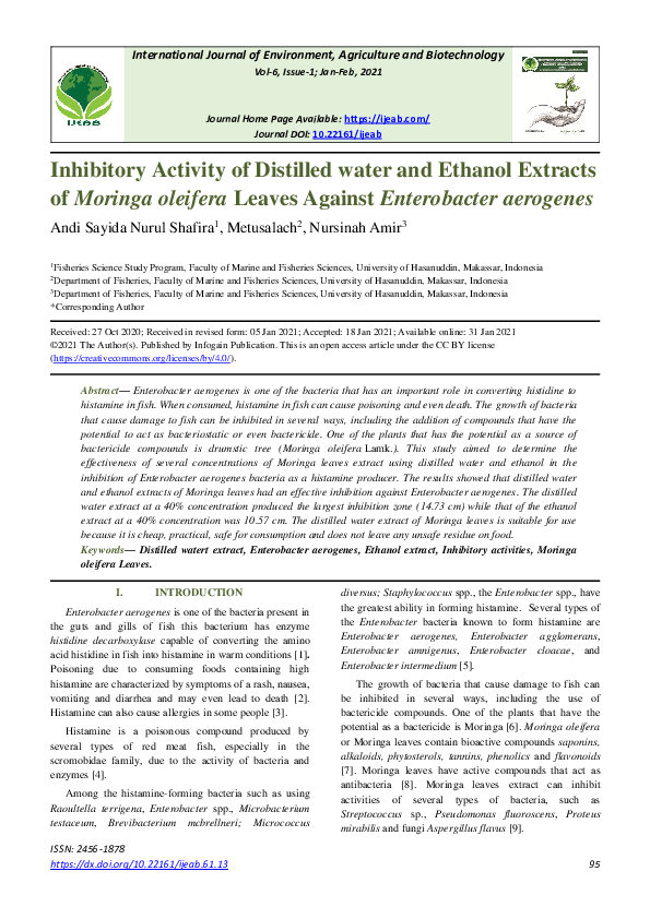 (PDF) Inhibitory Activity of Distilled water and Ethanol Extracts of ...