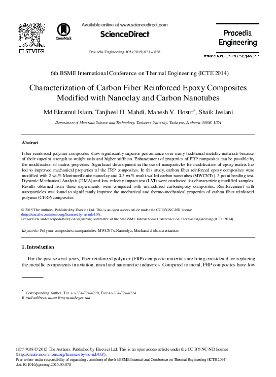 (PDF) Characterization of Carbon Fiber Reinforced Epoxy Composites ...