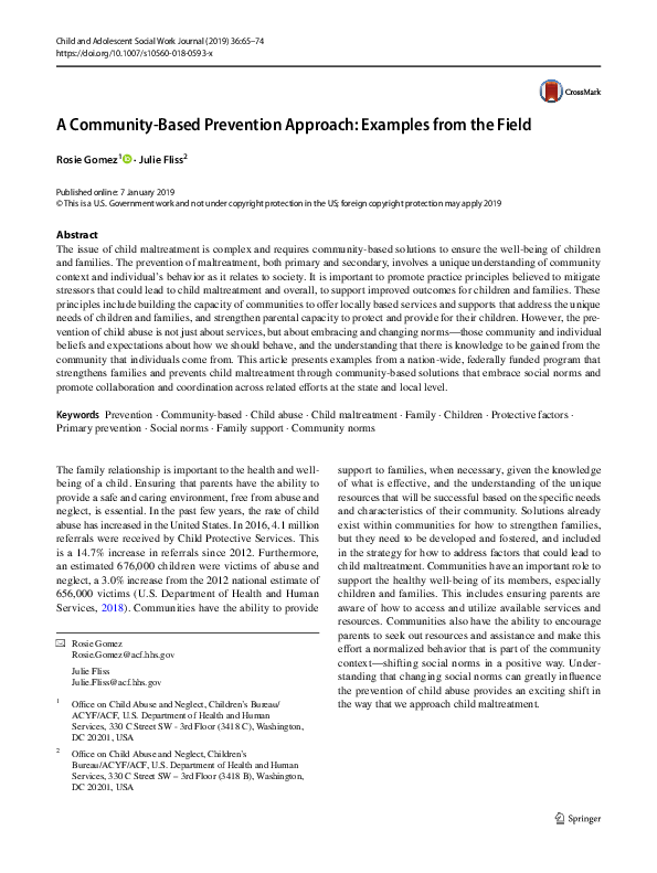(PDF) A Community-Based Prevention Approach: Examples from the Field
