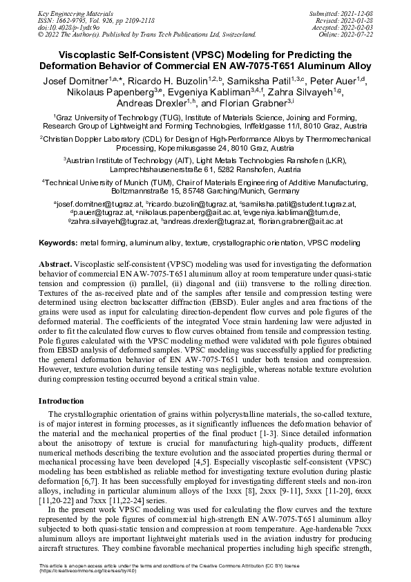(PDF) Viscoplastic Self-Consistent (VPSC) Modeling for Predicting the ...