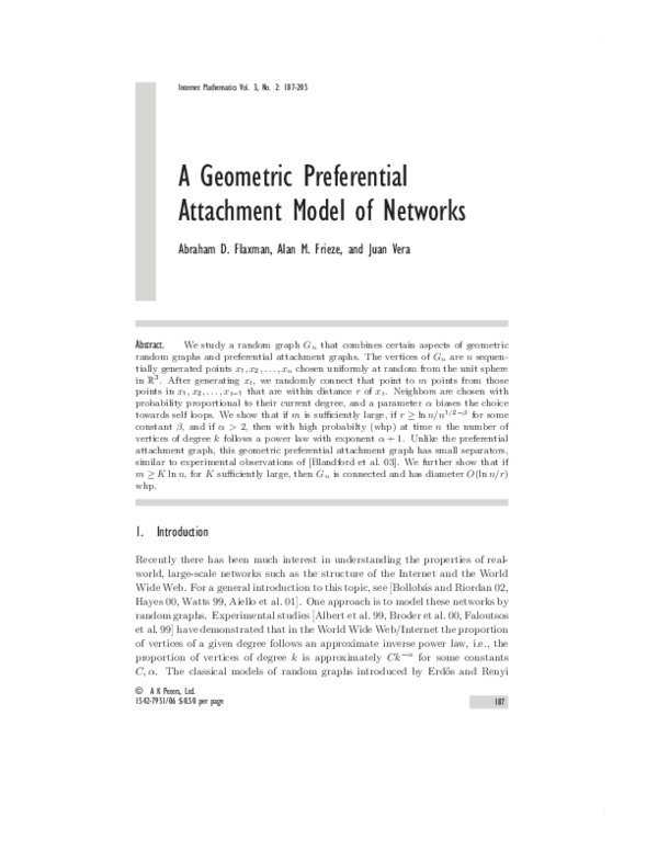 (PDF) A Geometric Preferential Attachment Model of Networks
