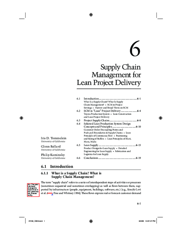 (PDF) Supply Chain Management for Lean Project Delivery Glenn Ballard