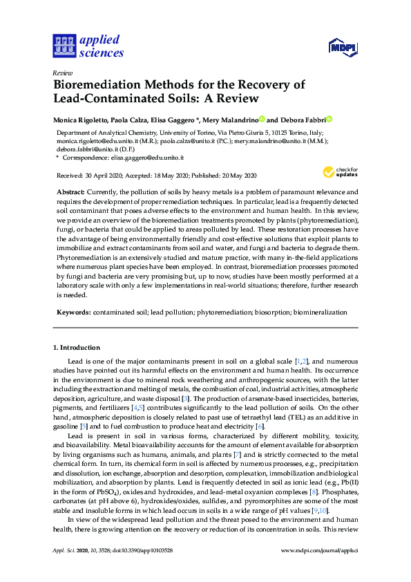 (PDF) Bioremediation Methods for the Recovery of Lead-Contaminated ...