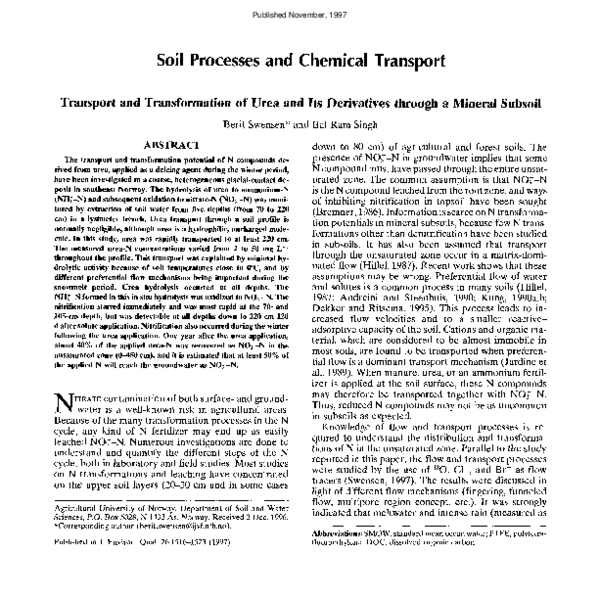 (PDF) Transport and Transformation of Urea and Its Derivatives through ...