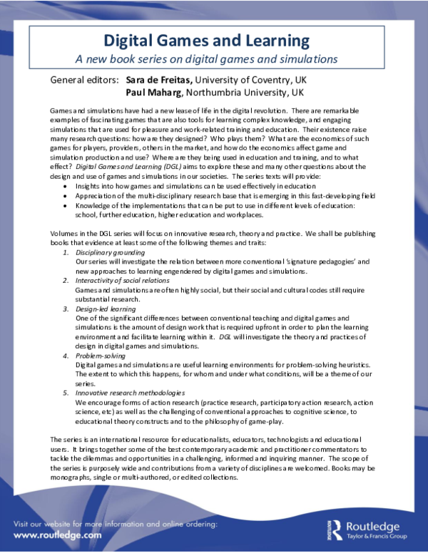 (PDF) Digital Games and Learning