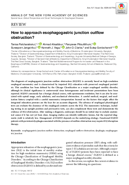 (PDF) How to approach esophagogastric junction outflow obstruction